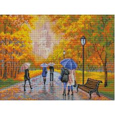 Алмазная мозаика Осенний парк, 30x40, полная выкладка, Паутинка