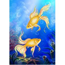 Рисунок на габардине Золотые рыбки, 50x40 (38x27), МП-Студия, Г-121