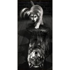 Мозаика стразами Волк внутри, 30x60, полная выкладка, Алмазная живопись