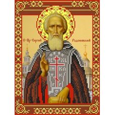 Рисунок на шелке Святой Сергий Радонежский, 28x34 (18x24), Матренин посад