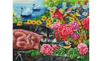 Алмазная мозаика Корзина с цветами, 40x50, полная выкладка, Белоснежка