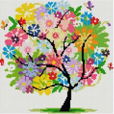 Алмазная мозаика Древо Весны, 30x30, полная выкладка, Белоснежка