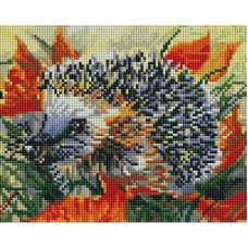 Алмазная мозаика Ёжик в осеннем лесу, 20x25, полная выкладка, Белоснежка