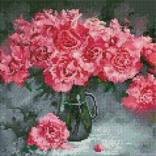 Алмазная мозаика Розовые пионы, 30x30, полная выкладка, Белоснежка