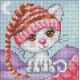 Мозаика стразами Сонный котенок, 15x15, полная выкладка, Алмазная живопись