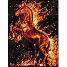 Мозаика стразами Огненный конь, 30x40, полная выкладка, Алмазная живопись