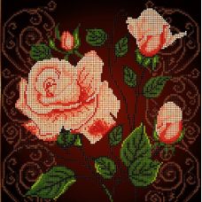 Канва с рисунком Чайная роза, 30x30, Божья коровка
