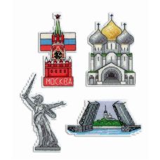 Набор для вышивания крестом на пластиковой основе Россия. Магниты, 5x9; 9x6; 10x5; 10x6, Жар-Птица (МП-Студия)