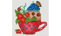 Алмазная мозаика Домик в чашке, 20x20, полная выкладка, Белоснежка