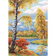 Алмазная мозаика Осенний пейзаж, 19x27, полная выкладка, Brilliart (МП-Студия)