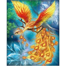 Мозаика стразами Жар-птица, 40x50, полная выкладка, Алмазная живопись