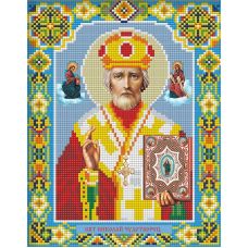Мозаика стразами Икона Николай Чудотворец, 22x28, частичная выкладка, Алмазная живопись