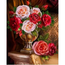Мозаика стразами Благородные розы, 30x40, полная выкладка, Алмазная живопись