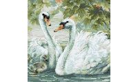 Алмазная мозаика Белые лебеди, 30x30, полная выкладка, Риолис