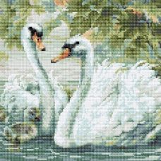 Алмазная мозаика Белые лебеди, 30x30, полная выкладка, Риолис