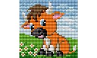Алмазная мозаика на магнитной основе Бычок на лугу, 10x10, полная выкладка, Вышиваем бисером
