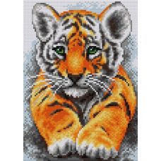 Алмазная мозаика на магнитной основе Отдыхающий тигр, 20x28, полная выкладка, Вышиваем бисером