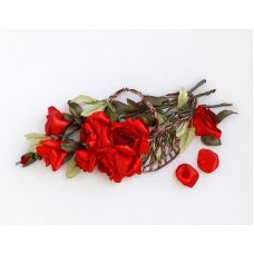 Набор для вышивания лентами, Красные розы в корзине, 20x41, Любава