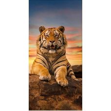 Мозаика стразами Довольный тигр, 30x60, полная выкладка, Алмазная живопись
