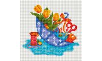 Алмазная мозаика Зонтик с бантиком, 20x20, полная выкладка, Белоснежка