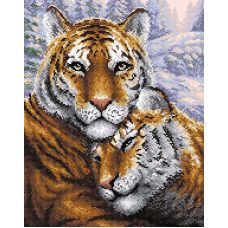 Алмазная мозаика Тигры, 38x48, полная выкладка, Brilliart (МП-Студия)