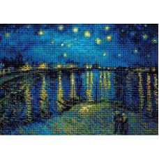 Алмазная мозаика Звездная ночь над Роной по мотивам картины Ван Гога, 38x27, полная выкладка, Риолис