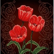 Канва с рисунком Тюльпаны, 30x30, Божья коровка
