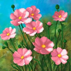 Рисунок на габардине Розовые маки, 40x40 (28x28), МП-Студия, Г-029
