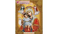 Мозаика стразами Икона Богородица Достойно есть, 22x28, частичная выкладка, Алмазная живопись