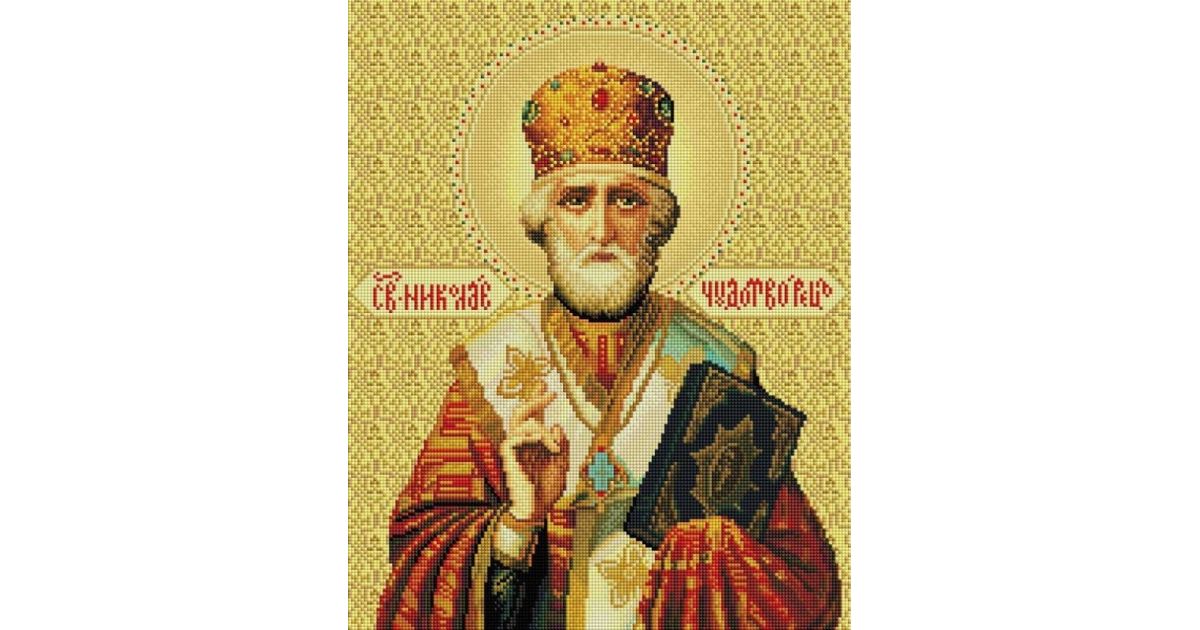 Недорогая Алмазная мозаика Николай Чудотворец, 40x50, полная выкладка ...