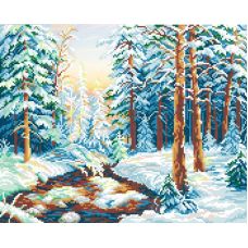 Рисунок на габардине Зимний бор, 40x50 (28x35), МП-Студия, Г-117