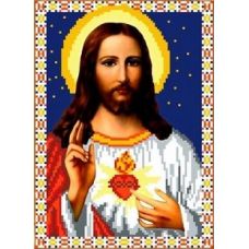 Ткань для вышивания бисером Святое Сердце Иисуса, 18x25, Каролинка