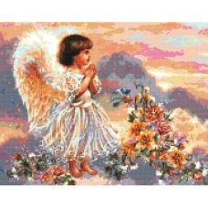 Набор для вышивания крестом Ангел с цветами, 36x44, Белоснежка