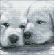 Набор для вышивания крестом Два белых щенка, 28x28, Белоснежка