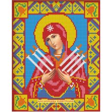 Мозаика стразами Икона Семистрельная Богородица, 22x28, частичная выкладка, Алмазная живопись