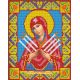 Мозаика стразами Икона Семистрельная Богородица, 22x28, частичная выкладка, Алмазная живопись