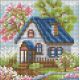 Мозаика стразами Весенний домик, 15x15, полная выкладка, Алмазная живопись