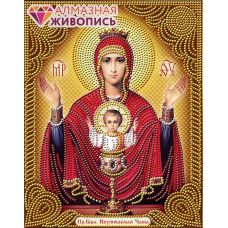 Мозаика стразами Икона Богородица Неупиваемая Чаша, 22x28, частичная выкладка, Алмазная живопись