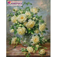 Мозаика стразами Кустовая роза, 50x64, полная выкладка, Алмазная живопись