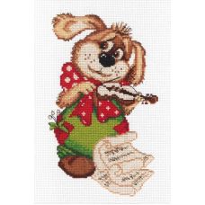 Набор для вышивания крестом Собачка со скрипкой, 26x20, МП-Студия