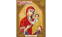 Мозаика стразами Икона Богородица Смоленская, 22x28, частичная выкладка, Алмазная живопись
