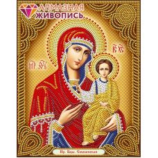 Мозаика стразами Икона Богородица Смоленская, 22x28, частичная выкладка, Алмазная живопись