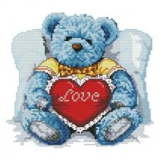 Набор для вышивания крестом Медвежонок с сердцем, 30x30, Белоснежка