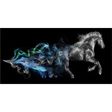 Мозаика стразами Конь в дыму, 60x30, полная выкладка, Алмазная живопись