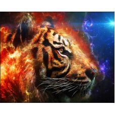 Мозаика стразами Космический тигр, 50x40, полная выкладка, Алмазная живопись