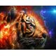 Мозаика стразами Космический тигр, 50x40, полная выкладка, Алмазная живопись