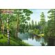 Мозаика стразами Река в лесу, 56x38, полная выкладка, Алмазная живопись