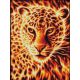 Мозаика стразами Огненный леопард, 30x40, полная выкладка, Алмазная живопись
