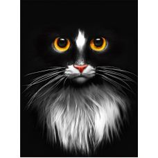 Мозаика стразами Черный кот, 30x40, полная выкладка, Алмазная живопись