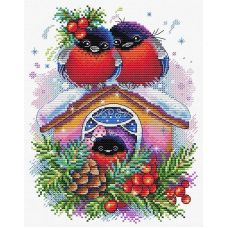 Набор для вышивания крестом Зимний домик, 23x18, Жар-Птица (МП-Студия)